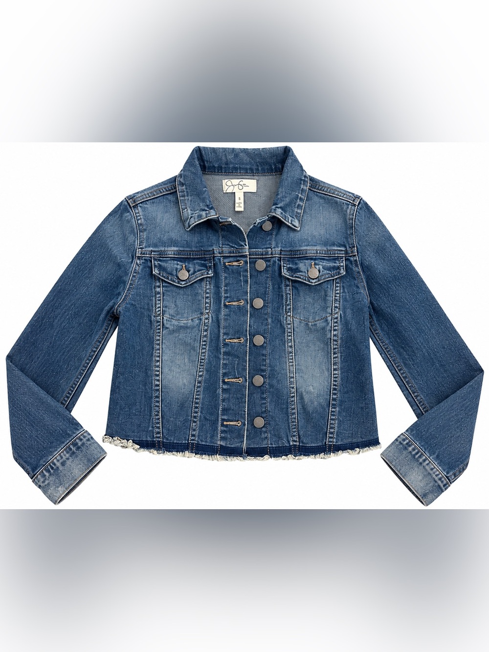 Jessica Simpson Maternity Distressed Denim/Jean Cropped Jacket - Small